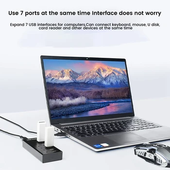 7-Taip USB Hub Pramoninės Klasės USB2.0 Multi-Interface 480Mbps Plėtros Centru Adapteris+USB Kabelis +5V 4A Maitinimo Laidą(JAV Plug)