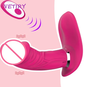 Nešiojami Dildo Vibratorius Kelnaitės Gulėjo Ant Dildo Vaginos Stimuliatorius 360° Kampu Besisukančia Sekso Žaislai Moterims, Sekso Parduotuvė, 7 Greičio Nuotolinio Valdymo
