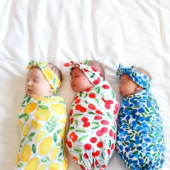 Europos ir Amerikos kūdikių antklodės vaisių spausdinti naujagimių triušio ausis plaukų juosta apvynioti, antklodė, kombinezonas kūdikiui suvystyti antklodė
