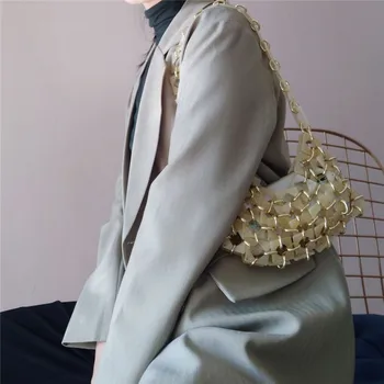 Prekės ženklo Mados Naujų Moterų Krepšys Rankinės, Elegantiškas Vakare Krepšių Pynimo Akrilo Atsitiktinis Sankabos Vakare maišelį iš Tuščiavidurio