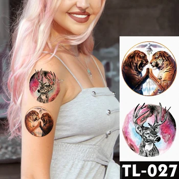 Galaxy Gelsvai Tigras vandeniui laikinos tatuiruotės Lipdukas Moterų, vyrų Kūno Menas Kaklo, Rankos išverstas tatuiruotės 