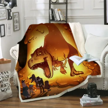 Dinozaurų Lovos Antklodė 3D Animacinių filmų Gyvūnų Sofa Mesti Antklodę Vaikams Vieno Dydžio Lova Užvalkalai Berniukai Dovana Mikropluošto Fabic Antklodė
