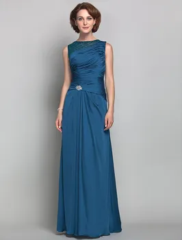 Vintage-Line Motina Nuotakos Suknelė 2023 Elegantiškas Brangakmenis Grindų Ilgis Satino Šifono Duobute Vestuvių Svečias Šalis Suknelė Customed