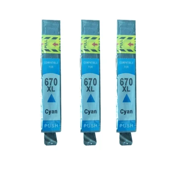 3 Pack Cyan (Blue) suderinama HP670 670 670XL Visą rašalo kasetės Pakeitimo Deskjet 3525 4615 4625 5525 6525 spausdintuvą