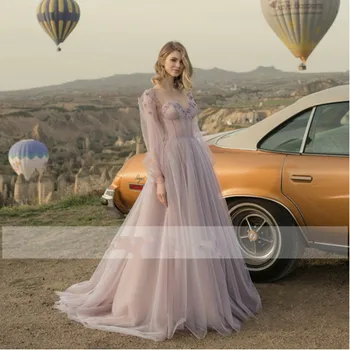Elegantiškas Brangioji Vestuvių Suknelė iki 2021 m. Appliques Sluoksniuotos Rankovėmis 3D Gėlių Valymo Traukinio Atvira nugara Tiulio Linijos, Chalatas De Mariee Organza