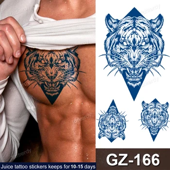 Saugos Ilgalaikis Sulčių Rašalo laikina tatuiruotė vyrų, moterų krūtinės rankos rankovių tatuiruotės lipdukas vandeniui tigras kompasas, laikrodis akių kaukolė