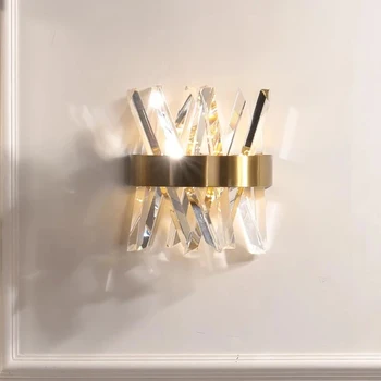 Crystal sienos šviesos rungtynių miegamasis, šalia aukso lempos AC 90-260V vonios kambarys led sconce