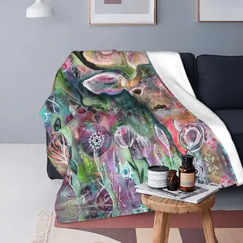 Elnias Abstrakte Malerei Gestrickte Decke Flanell Bunte Leichte Dünne Werfen Decken für Bett Bettdecke