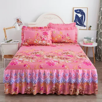 Šepečiu princesė stiliaus nėrinių lova sijonas rinkinys odos draugiškas keturių sezonų universalus kvėpuojantis patalynės king size lovatiesė