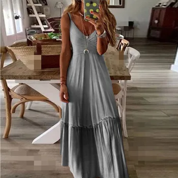 2021 Naujas Moterų Berankovis Vasaros Negabaritinių Suknelė Gradiento Spalvos Atsitiktinis Paplūdimio Suknelė Boho Spausdinimo V Kaklo Atostogų Atostogų Suknelė