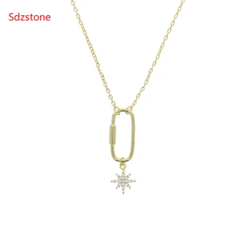 sdzstone Northstar-Formos Pakabukas Karoliai Moterų Star Nuorodą Grandinės Vestuvių Šventė Fine Jewelry 41+5cm