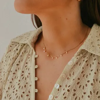 Elegantiškas Gėlavandenių Perlų Pakabukas Nerūdijančio Plieno Karoliai Moterų, Mergaičių Populiarus Sukrauti Choker Karoliai Vasarą Priedai