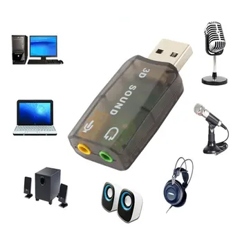 Išorinė USB Garso plokštė Audio Adapteris 5.1 virtualus 3D USB 3,5 mm mikrofono, Garsiakalbio ir ausinių Sąsaja Nešiojamas KOMPIUTERIS Adapteris